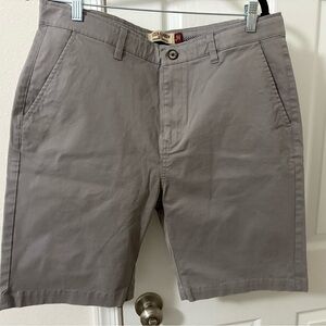 Hudson Barrow NYC Mens 34 Khaki Chino Gray Shorts Flat Front Premium Quality